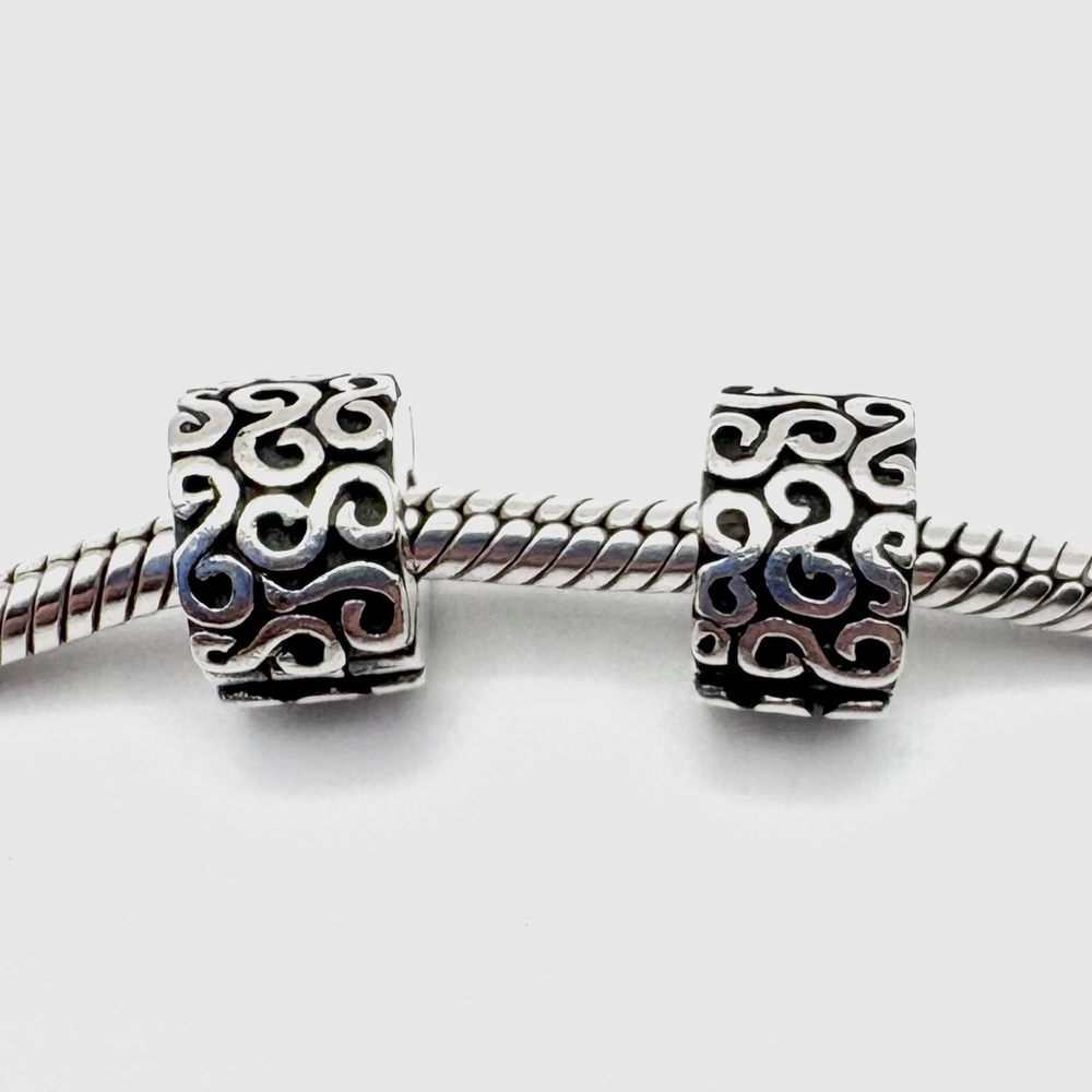 Pandora Serpentine Swirl Sterling Silver Clip Charms Set of 2